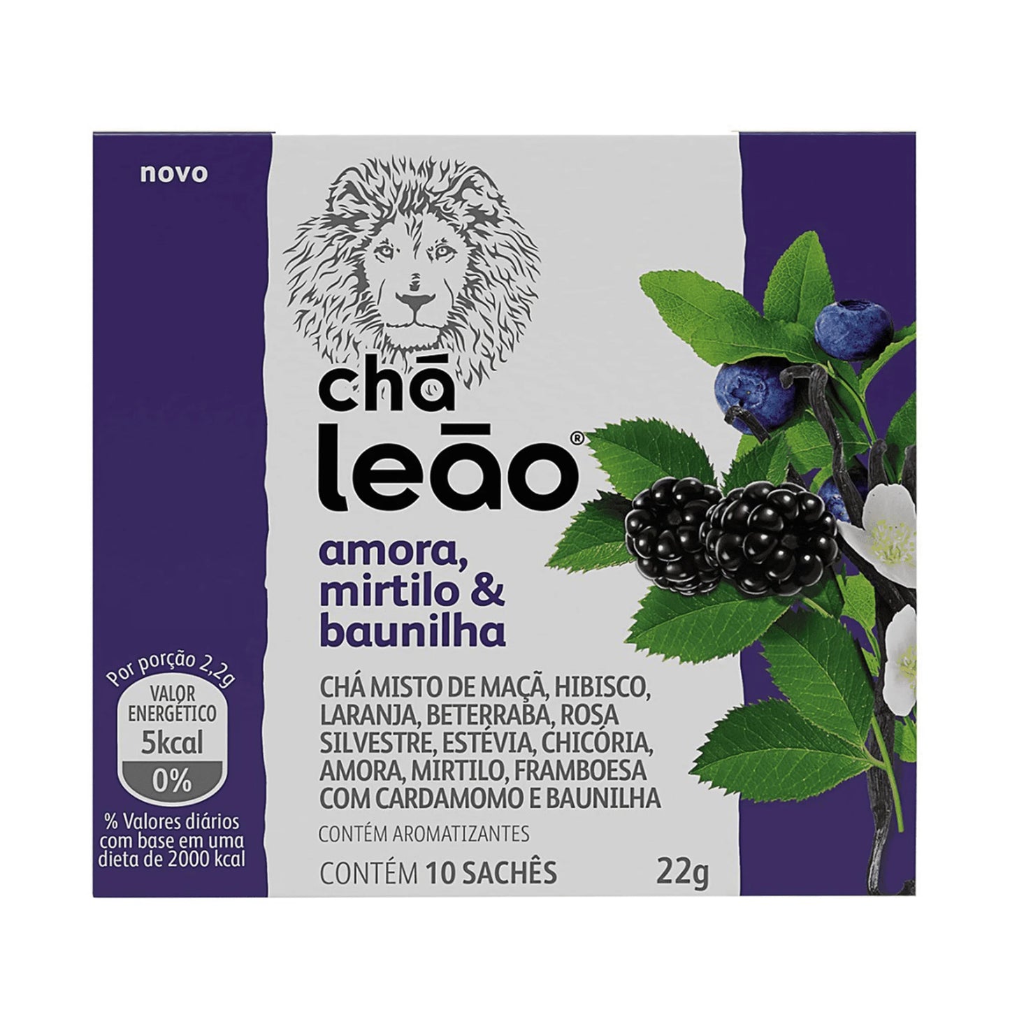 Chá Amora, Mirtilo e Baunilha Matte Leão 22g
