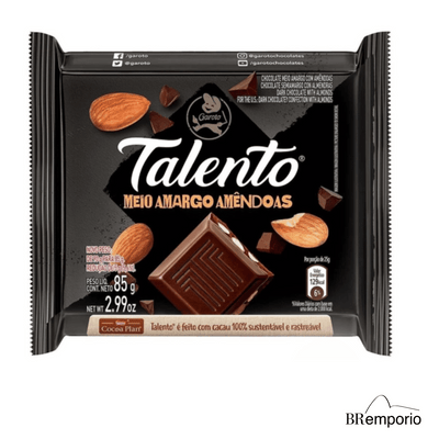 Talento Meio Amargo Chocolate com Amêndoas Garoto 75g