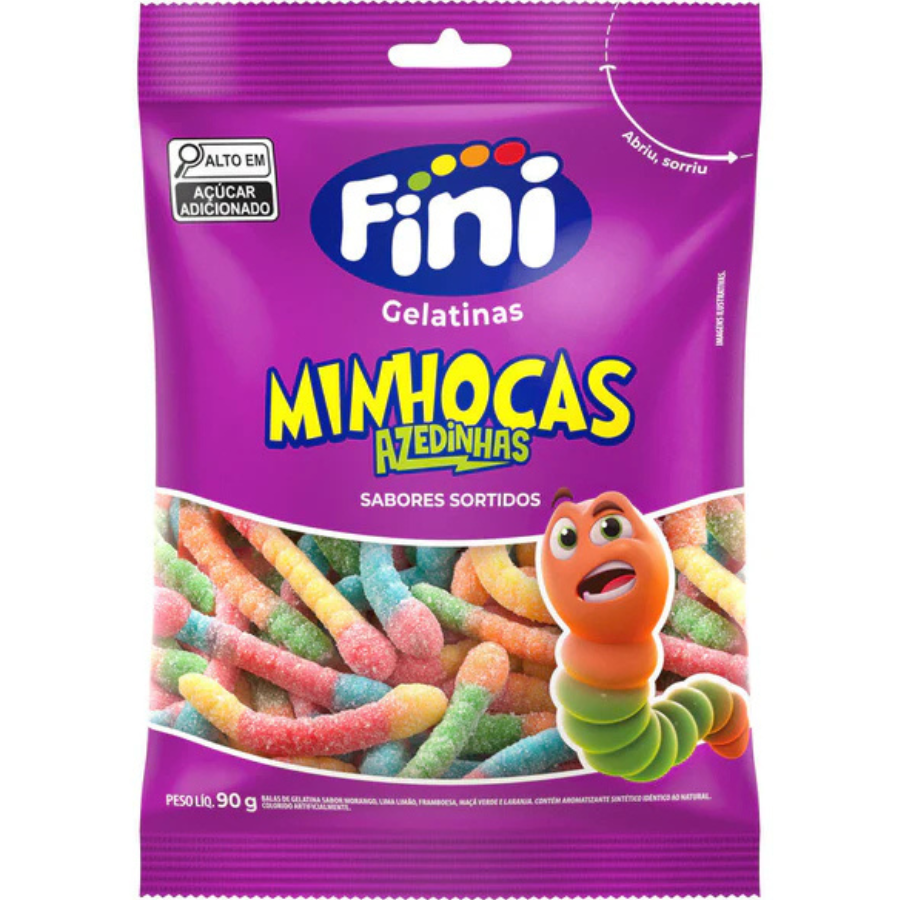 Fini Bala de Gelatina Minhoca Cítrica 90g