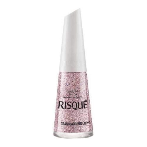 Esmalte Efeito Glitter Granulado Rose 8ml - Risque - BR Emporio