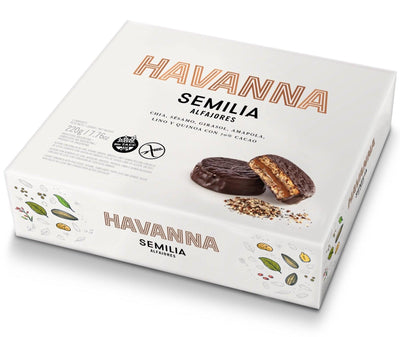Havanna Alfajor Semolina Dulce de Leche Cob. Chocolate 70% Cacao 4 x 55g - BR Emporio