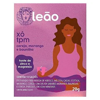 Chá Leão Fases Xô TPM Cereja, Morango e Baunilha Matte Leão 20gr