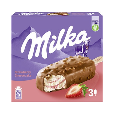 Picole Milka Strawberry Cheesecake (3un)
