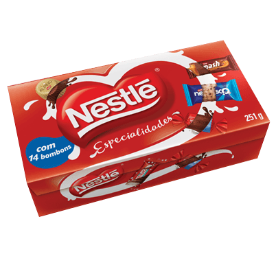 Caixa de Bombom Nestle Chocolate Especialidades Vermelho 251g - BR Emporio