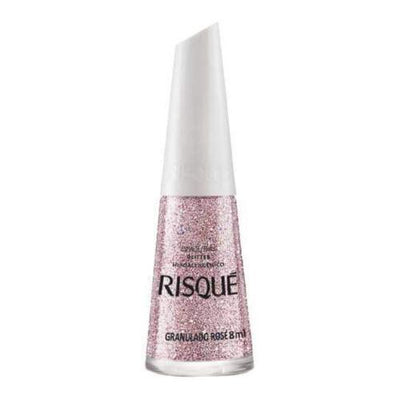 Esmalte Efeito Glitter Granulado Rose  8ml - Risque - BR Emporio