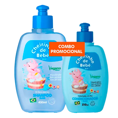 Combo Shampoo 430ml and Conditioner 210ml (Blue) Baby Smell