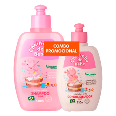 Combo Shampoo 430ml and Conditioner 210ml (Pink) Baby Smell